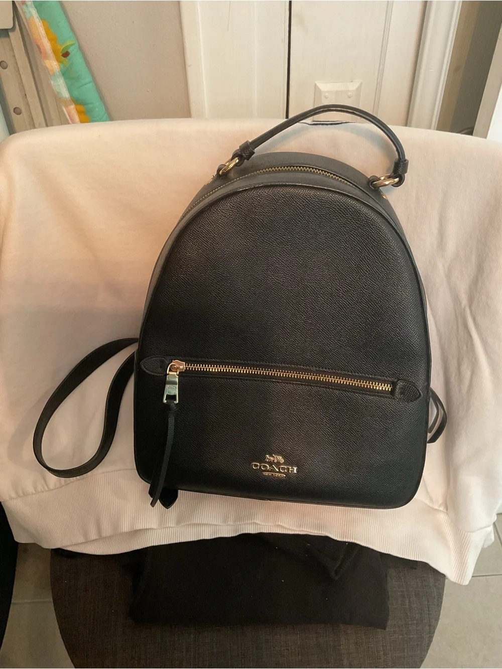 Coach Black Pebbled Leather Mini Backpack with Gold Hardware